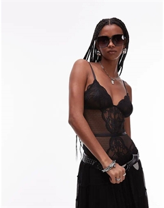 Мягкий боди Lola из кружева черного цвета Asos design