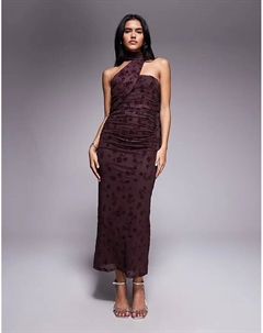 Платье-бандо макси с шарфом шоколадно-коричневого цвета Asos design