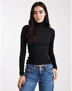 Трикотажный лонгслив с длинными рукавами и водолазкой в ​​рубчик черного цвета Vero moda