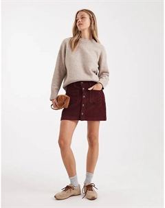 Юбка вельвет с высокой талией в цвете «бордовый» Only