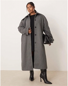 Длинное пальто-автомобиль DESIGN Curve с узором «ёлочка» Asos