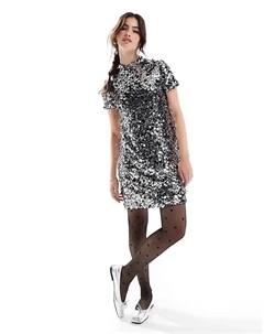 Футболка-мини-платье Sequin с серебристыми пайетками Superdry