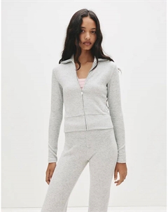 Мягкая на ощупь куртка на молнии серого цвета Pull & bear