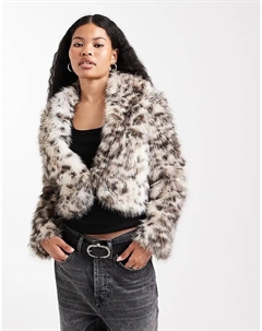 Искусственная меховая шуба Petite с леопардовым принтом New look