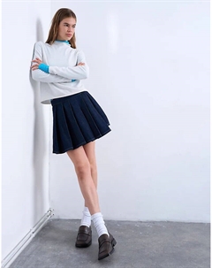 Джинсовая мини-юбка с плиссировкой и запахом цвета индиго Topshop