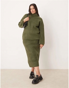 Трикотажная юбка-миди Curve цвета хаки Vila