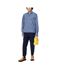 Рубашка свободного кроя с флисовой спинкой в клетку, синий Loewe