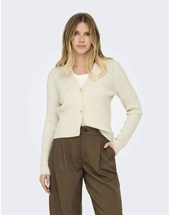 Вязаный кардиган с V-образным вырезом кремового цвета Only