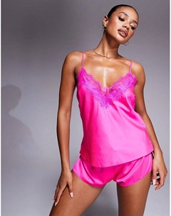 Комплект из атласного топа вишневого цвета ярко-розового цвета Ann summers