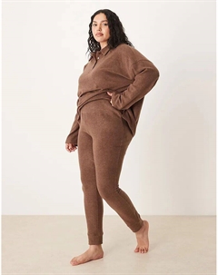 Легкие флисовые леггинсы Curve для гостиной DESIGN Mix & Match шоколадно-коричневого цвета Asos