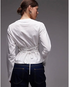 Лонгслив-корсет с длинными рукавами и шнуровкой сзади от белого цвета Asos design