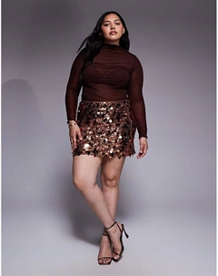 Мини-юбка с дисками и пайетками в золоте Renee studio