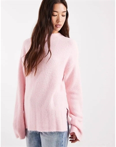 Вязаный джемпер с широкими рукавами и шерстью светло-розового цвета Asos design