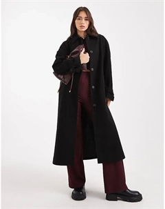 Длинное пальто-автомобиль черного цвета Asos design