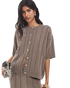 Вязаный хлопковый кардиган цвета мокко Asos design