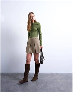 Мини-юбка цвета тауп с плиссировкой Topshop