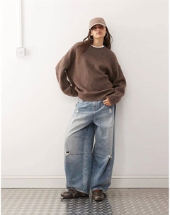 Джемпер из смеси шерсти и мохера премиум-класса в цвете «темный меланж» Weekday