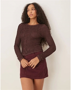 Текстурированный лонгслив с длинными рукавами и оборками шоколадного цвета Asos design