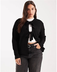 Кардиган Curve с двусторонним завязкой спереди, черный Pieces