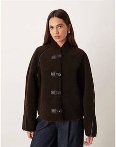 Куртка Borg без воротника с застежками-тоглами, черная Mango