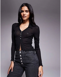 Черная полупрозрачная рубашка с длинными рукавами Asos design