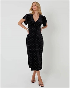 Платье мидакси Velvet hotfix под грудью, черное Threadbare