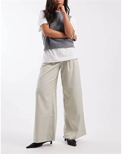 Брюки с широкими штанинами и защипами спереди, кремового меланжа Vero moda