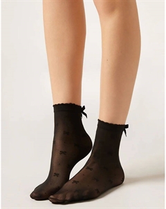 Прозрачные носки с бантиками черного цвета Calzedonia