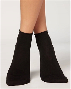 Короткие носки без резинки Cotton черного цвета Calzedonia