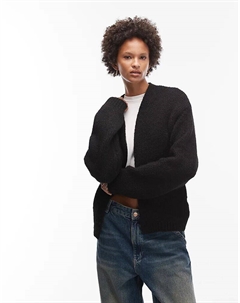 Вязаный кардиган из шерсти черного цвета, выполненный в технике окантовки. Asos design