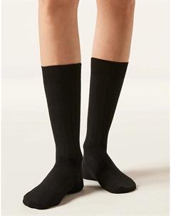 Носки Ribbed длиной до середины голени черного цвета Calzedonia