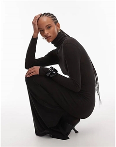 Платье макси с высоким воротником черного цвета Asos design