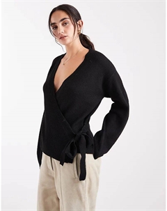 Вязаный джемпер с завязками по бокам, черный Pieces