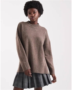 Свободный джемпер с высоким воротом коричневого цвета Only