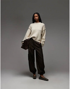 Вязаный джемпер с открытыми швами из шерсти кремового цвета Asos design