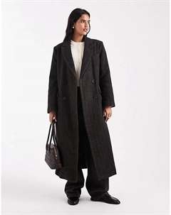 Пальто-халат из шерстяной смеси в елочку Asos design