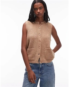 Трикотажная майка с накладными карманами цвета мокко Asos design