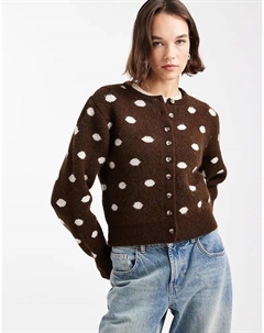 Кардиган аккуратного кроя в горошек коричневого цвета Asos design