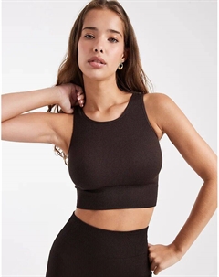 Бесшовный топ в шоколадно-коричневом цвете Only