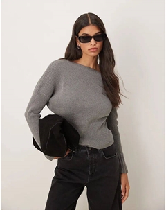 Джемпер с открытыми плечами из шенилла серого цвета Asos design
