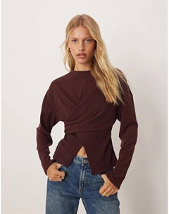 Текстурированная кофта с длинными рукавами и запахом, бордового цвета Asos design