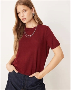 Трикотажная футболка бордового цвета Jdy