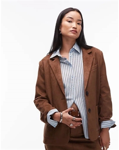 Plus, пиджак из искусственной замши с карманом спереди, цвет кэмел 4th & reckless