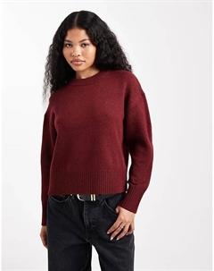 Джемпер Petite с круглым вырезом в бордовом цвете New look