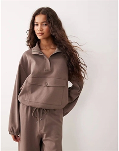 Кофта-джемпер Interlock Coord Extreme с застежкой-молнией на половину длины, кофейного цвета Asos design