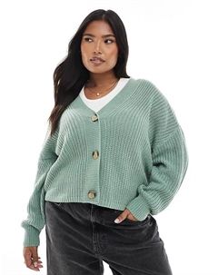 Кардиган Curve с V-образным вырезом светло-зеленого цвета Only