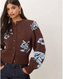 Кардиган с цветочным принтом и регланами шоколадного цвета Asos design