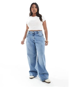 Джинсы Curve Juicy с широкими штанинами средне-синего цвета Only