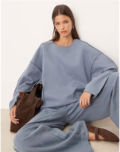 Джемпер с вырезом-лодочкой и декоративными швами синего цвета Asos design