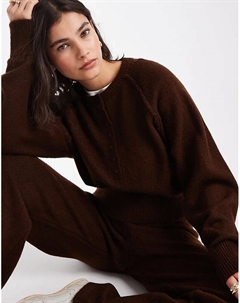 Вязаный джемпер хенли с длинными рукавами от шоколадного цвета Asos design